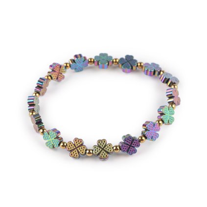 Elastisches Hämatitarmband (Varianta 1 Multicolor Kleeblatt, Balení 1 Stück)