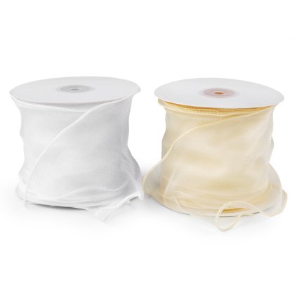 Organzaband mit Perlglanz, Breite 10 cm (Varianta 1 (29) weiß, Balení 9 m)