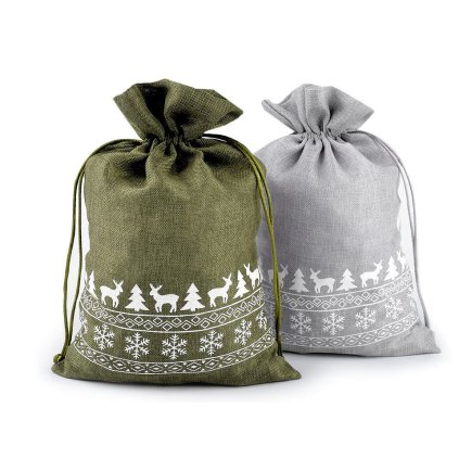 Weihnachtsgeschenkbeutel, 20 x 30 cm, Jute-Imitat (Varianta 1 hell-grau, Balení 1 Stück)