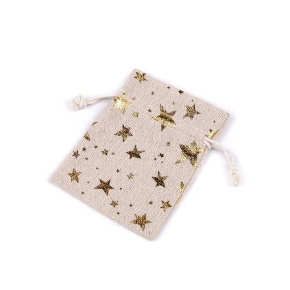 Geschenkbeutel metallische Sterne 10 x 13 cm Leinen (Varianta 1 naturfarbe silber, Balení 1 Stück)