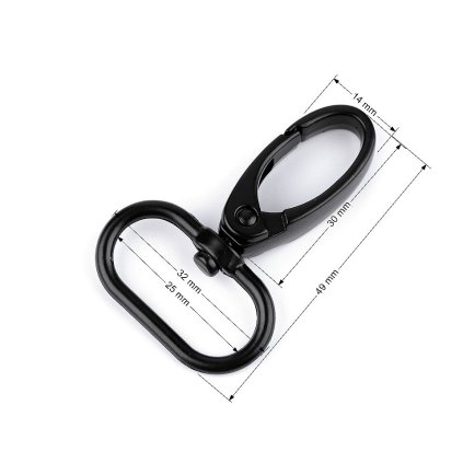 Metall-Drehkarabiner, Durchzug 25 mm (Varianta schwarz lackiert, Balení 1 Stück)