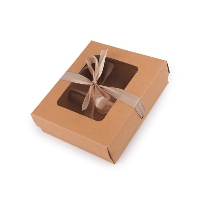 Papierbox mit Fenster und Band (Varianta naturbraun, Balení 5 Stück)