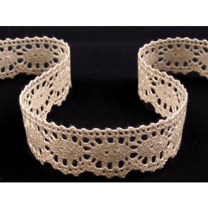 Klöppelspitze, Baumwolle, Breite 22 mm (Varianta 1 hellbeige, Balení 30 M)