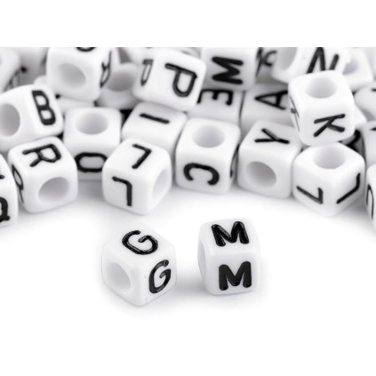 Kunststoffperlen Würfel mit Buchstaben 6 mm (Varianta 1 Mix schwarz-weiß, Balení 1 Tüte)