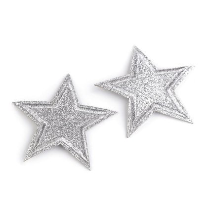 Aufbügler Stern mit Glitzer (Varianta 1 silber, Balení 2 Stück)
