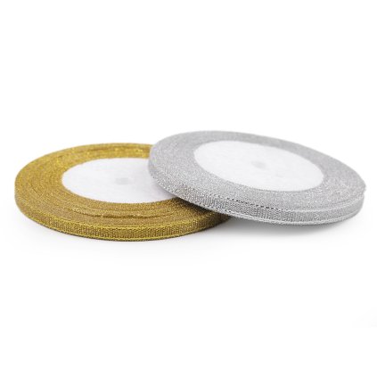 Brokatband mit Lurex Breite 6 mm (Varianta 1 Silber, Balení 22.5 m)