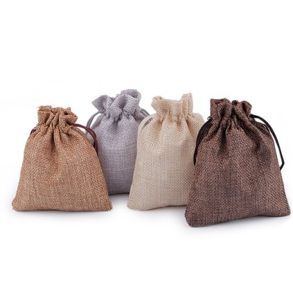 Geschenksäckchen 10x12 cm Jute-Imitat (Varianta 2 dunkelbraun, Balení 10 Stück)