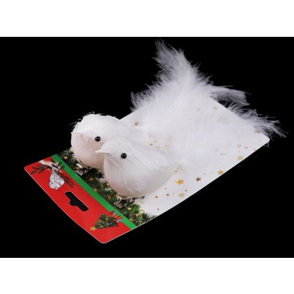 Vogel mit Clip für Weihnachtsarrangement (Varianta weiß, Balení 2 Stück)