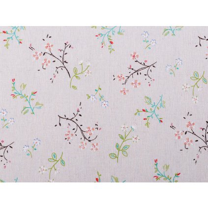 Baumwollstoff/Leinenimitat Meterware gröber Blumen/Zweige (Varianta naturfarbe, Balení 1 m)