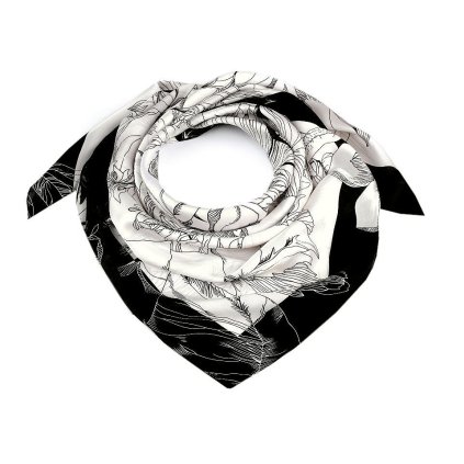 Satintuch 90x90 cm Blüten (Varianta 1 beige-weiß, Balení 1 Stück)