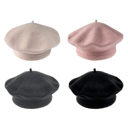 Damen / Mädchen Baskenmütze Tonak 100% Wolle (Varianta 1 vel. 11" (170284) hellbeige, Balení 1 Stück)