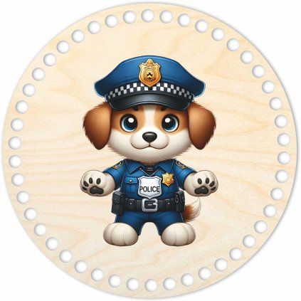 Runder Deckel für Häkelkörbe – Polizeihund