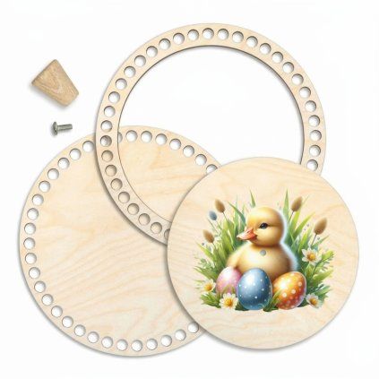 Korb-Set 18 cm mit Ring und Deckel – Ente mit Eiern