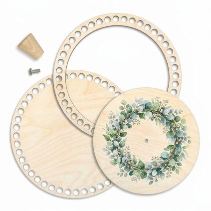 Korb-Set 21 cm mit Ring und Deckel – Eukalyptuskranz