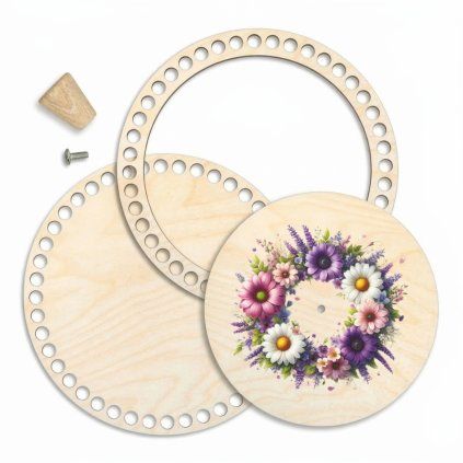 Korb-Set 23 cm mit Ring und Deckel – Bunter Kranz