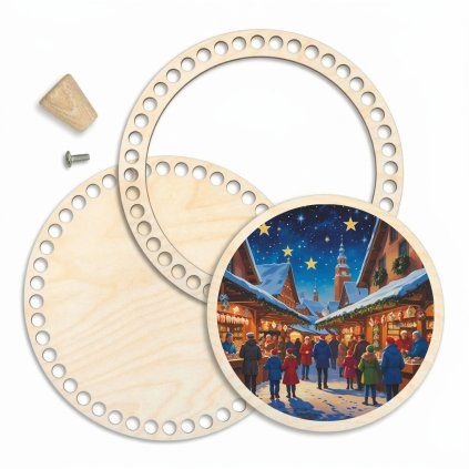 Korb-Set 23 cm mit Ring und Deckel – Weihnachtsmarkt