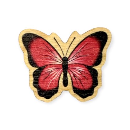 Holzausschnitt – roter Schmetterling, 4 cm