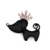 Brosche mit geschliffenen Steinchen Hund, Katzen (Varianta 1 schwarz Hund, Balení 1 Stück)