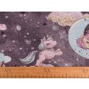 Baumwollstoff/Leinen mit Golddruck Einhorn (Varianta 2 (595) Mint, Balení 1 m)