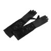 Lange Handschuhe aus Satin mit Spitze (Varianta 1 schwarz, Balení 1 Paar)