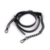 Kunstleder-Gurt/Taschenhenkel mit Kette und Karabinern Breite 1,5 cm (Varianta 1 schwarz Nickel, Balení 1 Stück)
