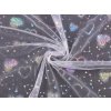 Tüll mit AB-Hologramm Herz (Varianta 1 weiß, Balení 1 m)