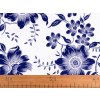 Baumwollstoff/Leinen Blaudruck Blumen (Varianta 1 (22220-2) weiß, Balení 1 m)