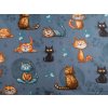 Baumwollstoff/Leinwand Katzen (Varianta (940) Jeansblau, Balení 1 m)