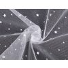 Tüll mit Sternchen mit Hologramm (Varianta 1 weiß silber, Balení 1 m)