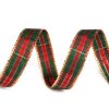 Kariertes Band mit Lurex Breite 15 mm Weihnachten (Varianta 1 rot, Balení 22.5 M)