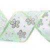 Organzaband mit Blumen und Glitzer, Breite 40 mm (Varianta 1 weiß, Balení 22.5 m)