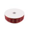 Kariertes Band mit Lurex und Draht, Breite 40 mm (Varianta 1 rot gold, Balení 1 m)