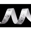 Weihnachts-Satinband Schneeflocken, Breite 15 mm (Varianta 1 weiß silber, Balení 3 m)