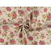 Baumwollstoff/Leinenimitat Meterware gröber, Rosen (Varianta naturfarbe, Balení 1 m)
