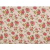 Baumwollstoff/Leinenimitat Meterware gröber, Rosen (Varianta naturfarbe, Balení 1 m)