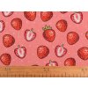 Baumwollstoff/Leinenimitat Meterware gröber, Erdbeeren (Varianta pink, Balení 1 m)