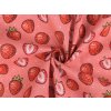 Baumwollstoff/Leinenimitat Meterware gröber, Erdbeeren (Varianta pink, Balení 1 m)