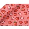 Baumwollstoff/Leinenimitat Meterware gröber, Erdbeeren (Varianta pink, Balení 1 m)