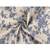 Baumwollstoff/Leinenimitat Meterware gröber, Blumen (Varianta naturfarbe blau, Balení 1 m)
