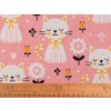 Baumwollstoff/Leinenimitat Meterware gröber, Katze (Varianta 1 pink, Balení 1 m)