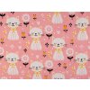 Baumwollstoff/Leinenimitat Meterware gröber, Katze (Varianta 1 pink, Balení 1 m)
