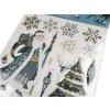 Weihnachtliche 3D-Aufkleber aus Kunststoff für Fenster und Türen (Varianta 1 gold Schneemann, Balení 1 Karte)