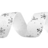 Weihnachten Ripsband Schneeflocken Breite 25 mm (Varianta 1 weiß gold, Balení 3 m)