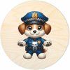 Runder Deckel mit Loch für Möbelknopf – Polizeihund