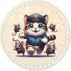 Runder Deckel für Häkelkörbe – Polizeikatze