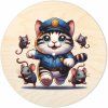 Runder Deckel mit Loch für Möbelknopf – Polizeikatze