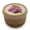 Korb 23 cm mit Ring und Deckel – Lila Blüten