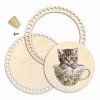 Korb-Set 25 cm mit Ring und Deckel – Kätzchen in der Tasse