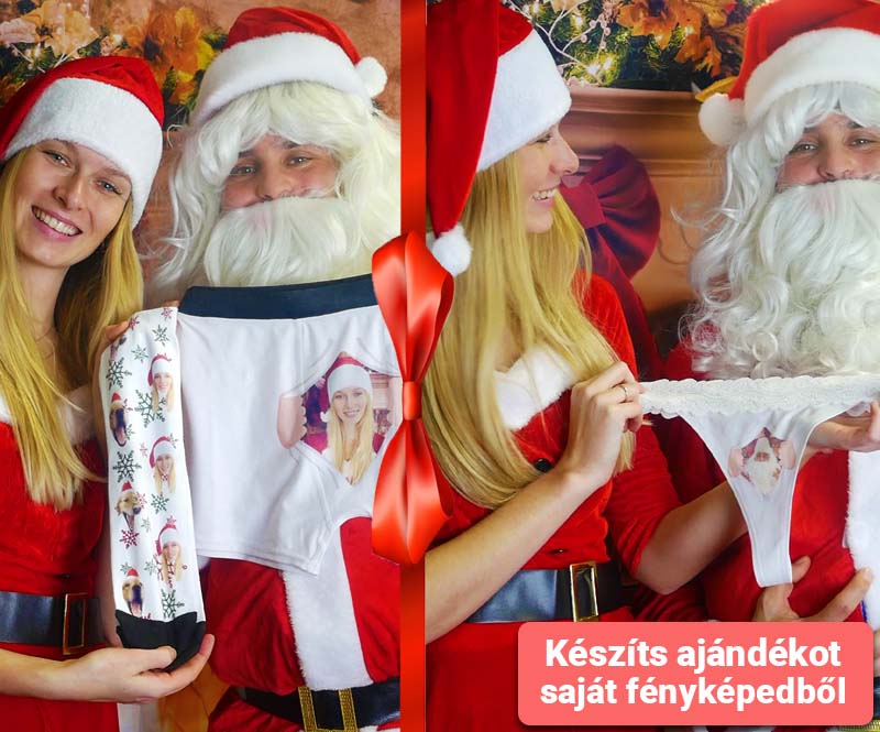 Fotóajándékok boxerek saját fényképével, zokni saját fényképpel, bugyi saját fotóval