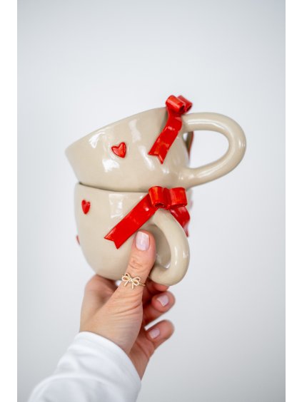 Mašle červená se srdíčky, 300 ml